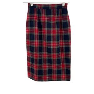 Haberdashery wool blend plaid knee length pencil skirt academia preppy vintage